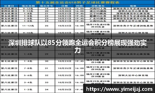 深圳排球队以85分领跑全运会积分榜展现强劲实力